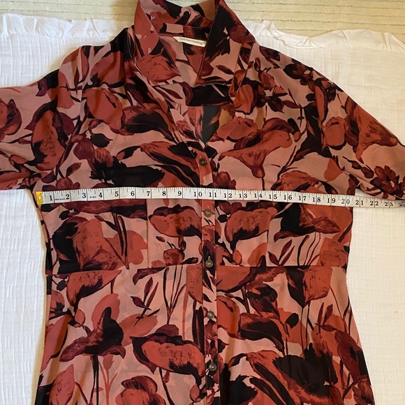 SOFT SURROUNDING Floral Pink and Black Long Shirtdress - Picture 8 of 11